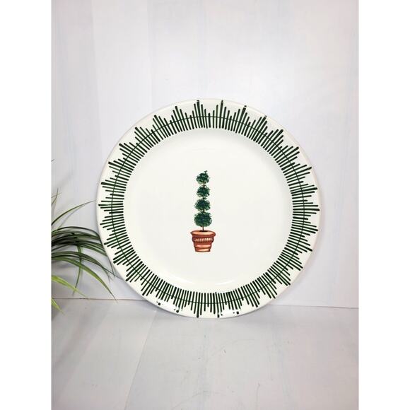Vintage Alabaster Giardino Deruta Italy Charger Service Plate Topiary - Picture 1 of 5